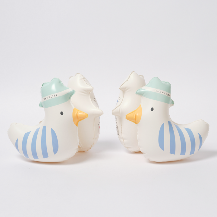 SUNNYLiFE Kids Inflatable Arm Bands Sid the Seagull Blue Stripe