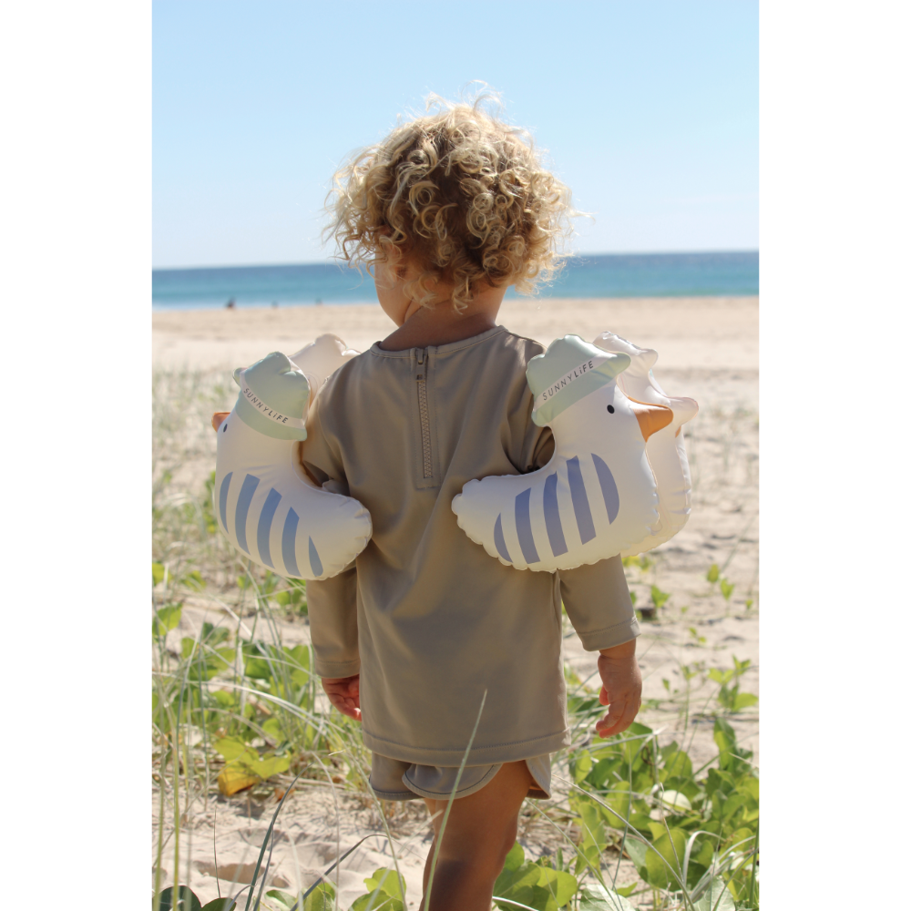 SUNNYLiFE Kids Inflatable Arm Bands Sid the Seagull Blue Stripe