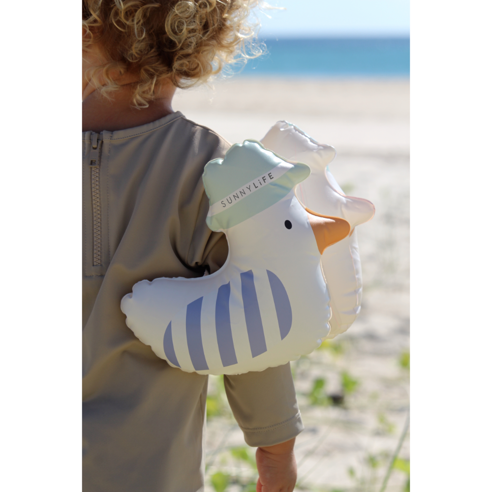SUNNYLiFE Kids Inflatable Arm Bands Sid the Seagull Blue Stripe