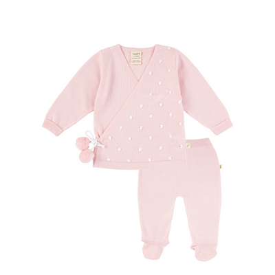 Tiny Twig Knitted Kimono Set - Soft Pink