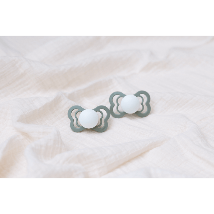 BIBS Couture Latex Anatomical Pacifier, Size 1 - Sage Glow/Cloud Glow(Pack of 2)
