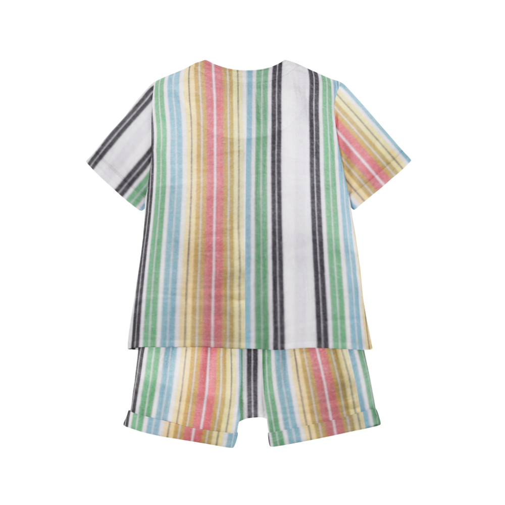 The Baby Atelier Pajama Short Set Orange & Green Stripe