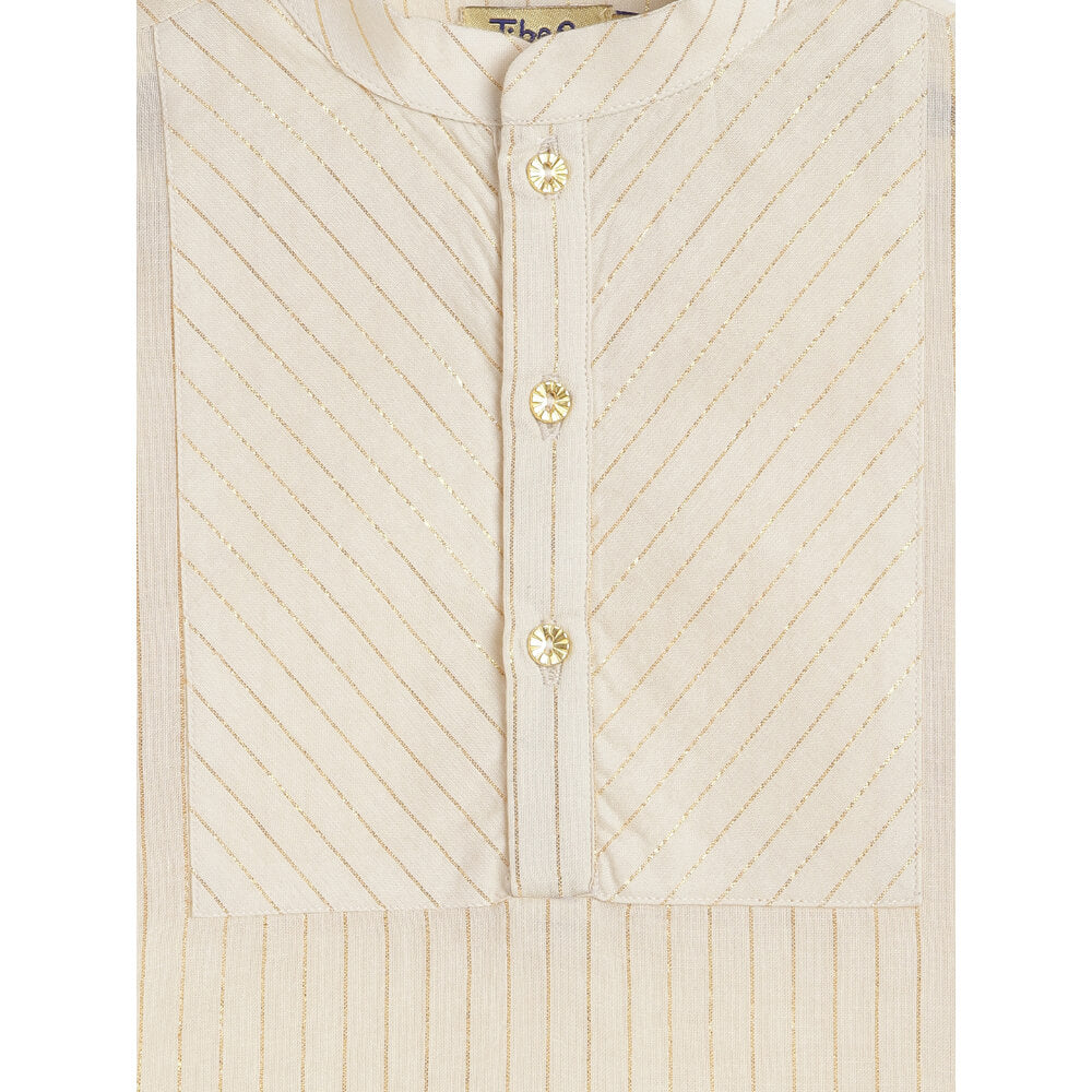 Tiber Taber Boy White and Gold Dhoti Kurta Set