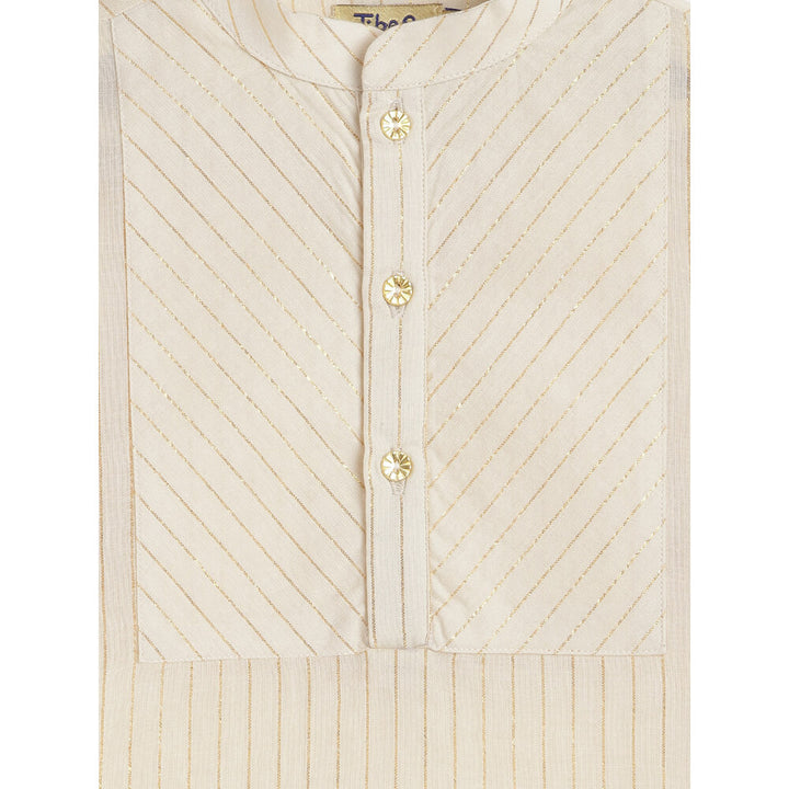 Tiber Taber Boy White and Gold Dhoti Kurta Set