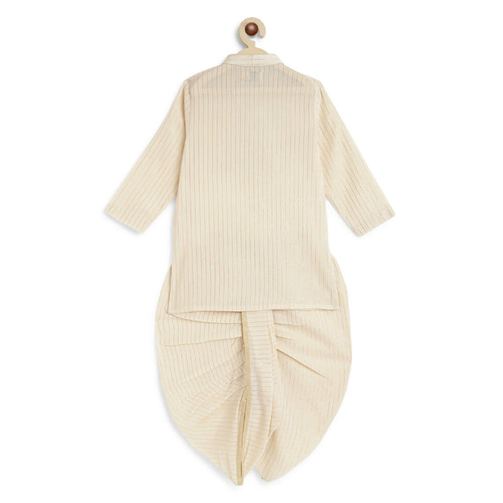 Tiber Taber Boy White and Gold Dhoti Kurta Set