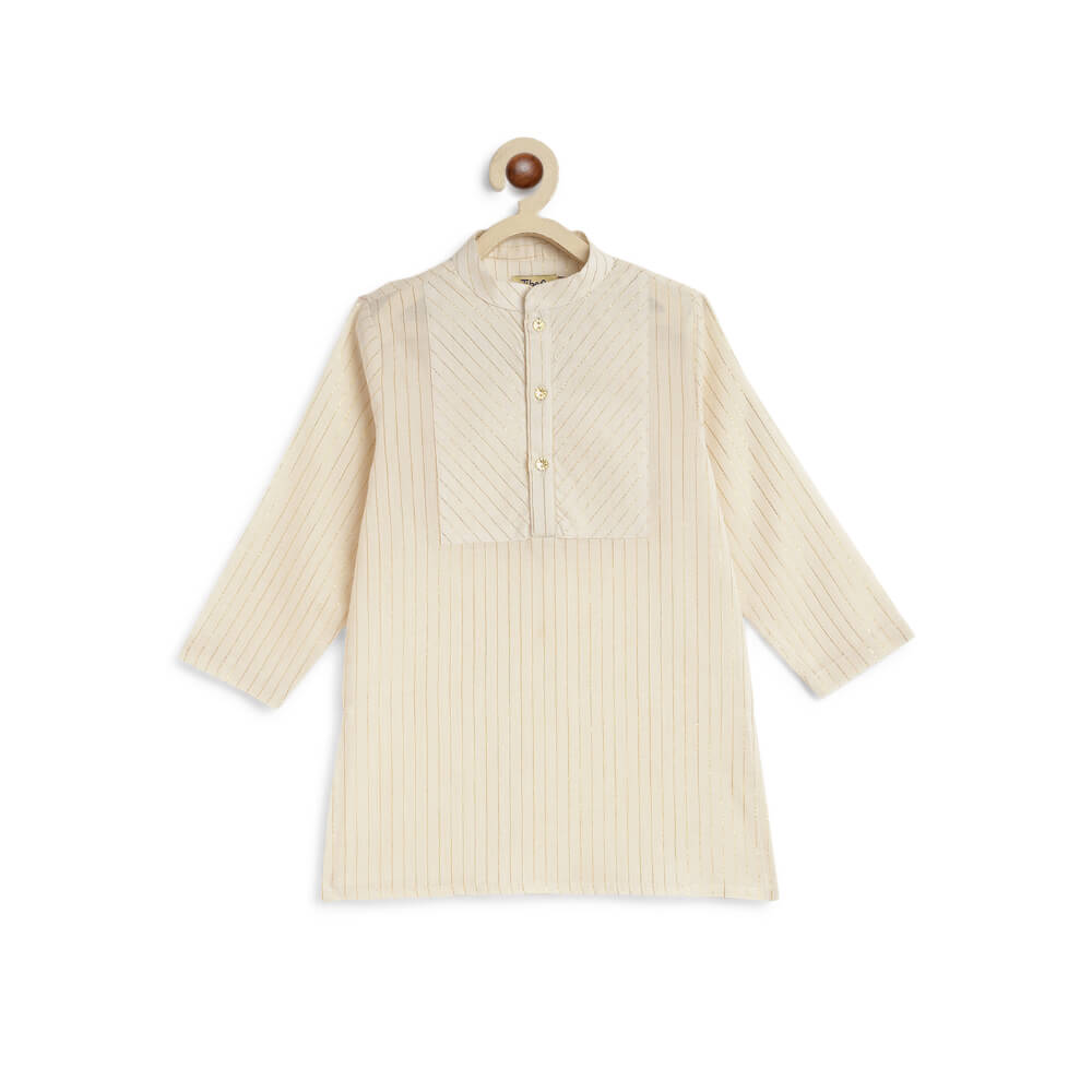 Tiber Taber Boy White and Gold Dhoti Kurta Set