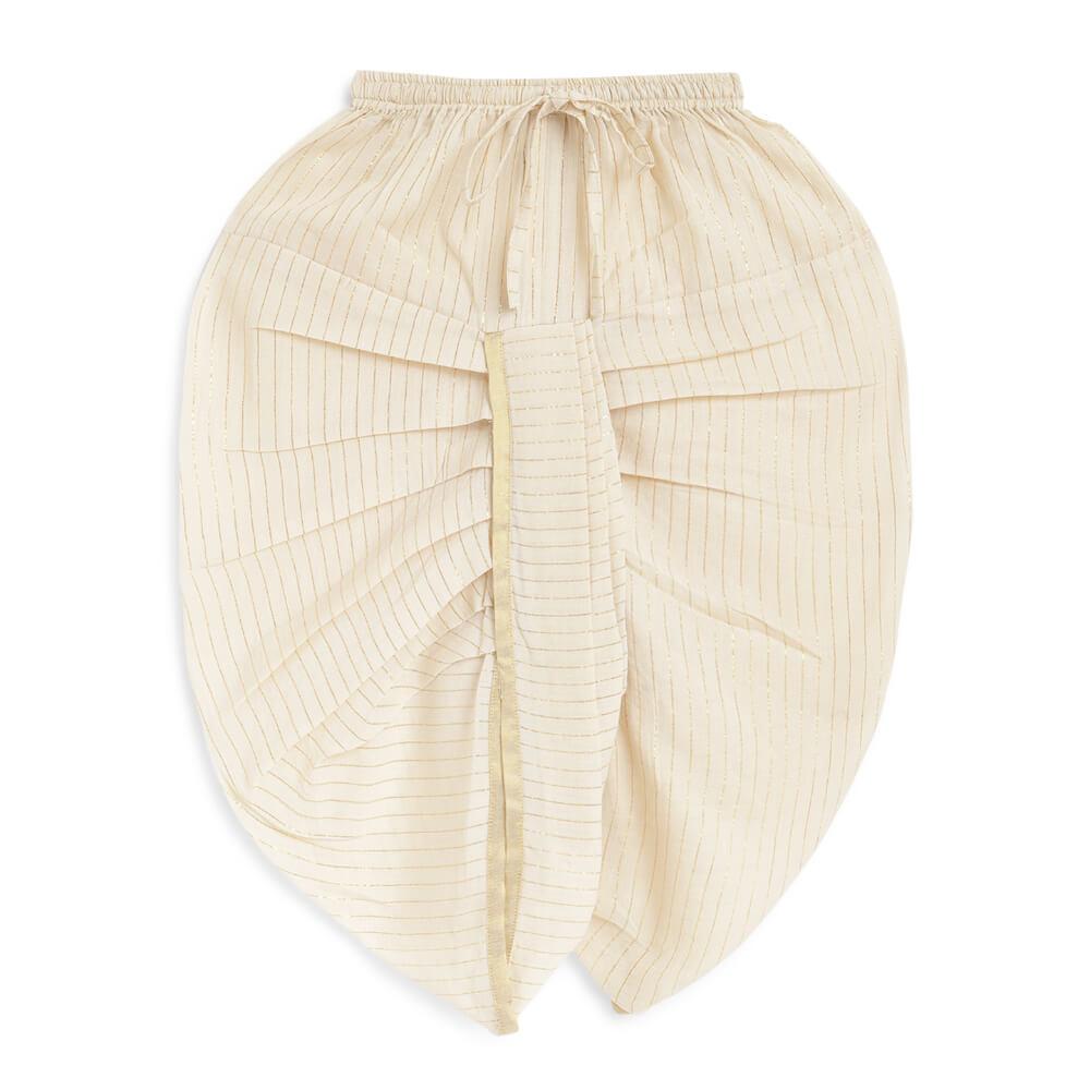 Tiber Taber Boy White and Gold Dhoti Kurta Set