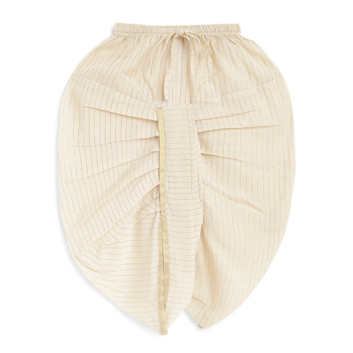 Tiber Taber Boy White and Gold Dhoti Kurta Set