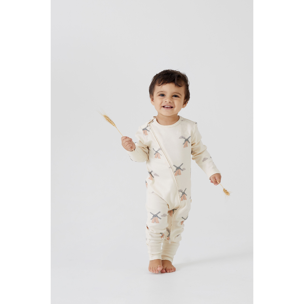 Tiny Twig Long Sleeve Zipsuit - Printed