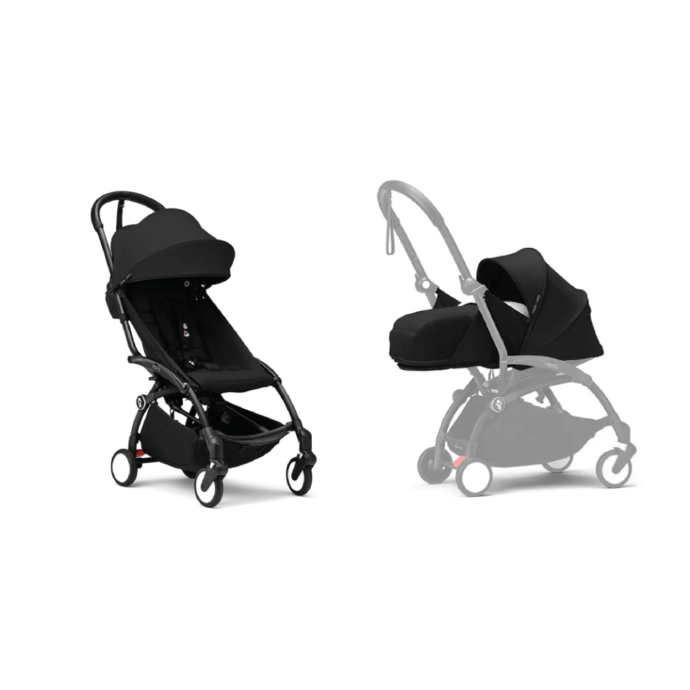 stokke black stroller Stokke YOYO³ Complete Stroller With Newborn Pack – Black Frame, 0 Mont –  AllThingsBaby.com