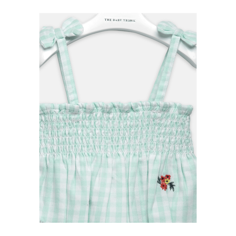 The Baby Trunk Check Embroidery Romper