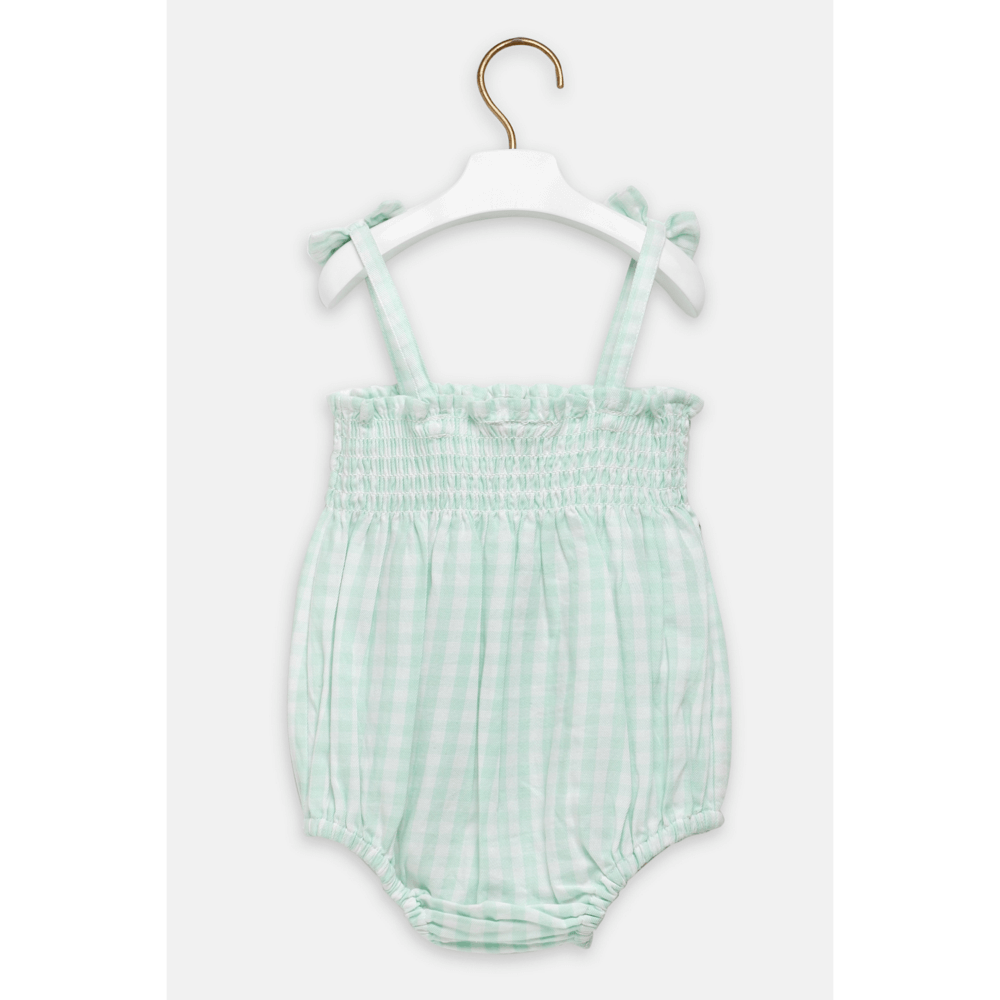 The Baby Trunk Check Embroidery Romper