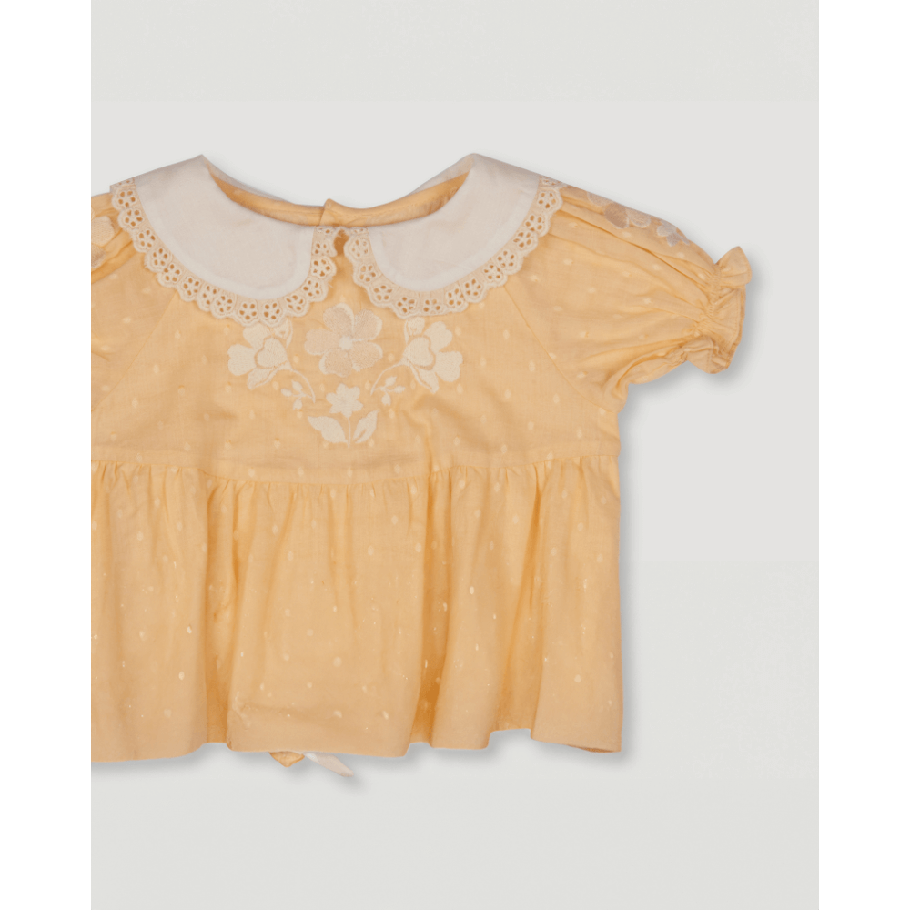 Early Sunday Cotton Dobby Swiss Dots Bubble Romper - Vanilla