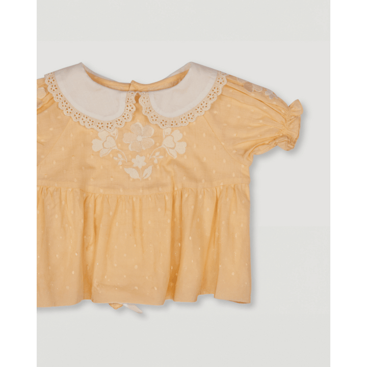 Early Sunday Cotton Dobby Swiss Dots Bubble Romper - Vanilla