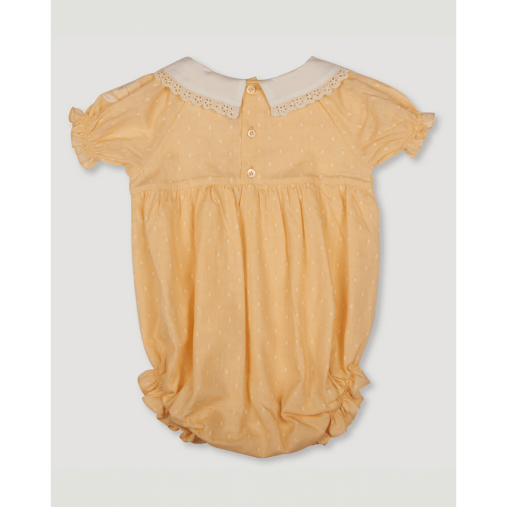 Early Sunday Cotton Dobby Swiss Dots Bubble Romper - Vanilla