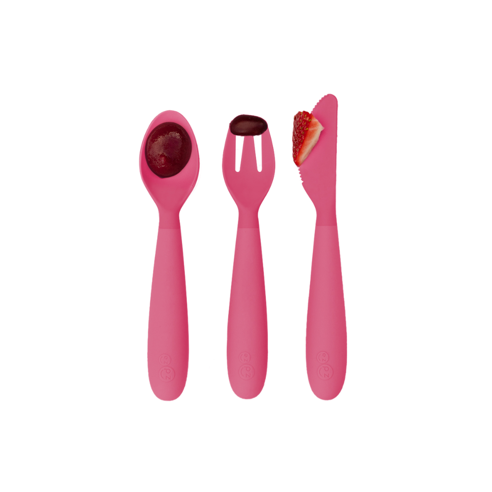 ezpz Happy Utensils for Preschoolers (Spoon, Fork & Knife)