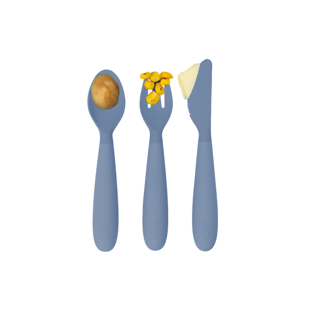 ezpz Happy Utensils for Preschoolers (Spoon, Fork & Knife)