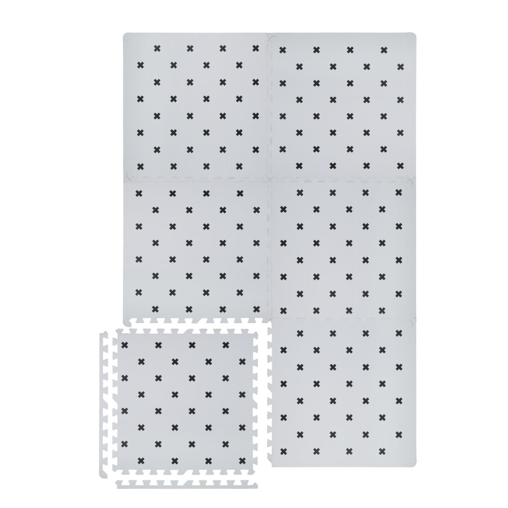 Kind&Me Interlocking Playmat Cross Print Grey
