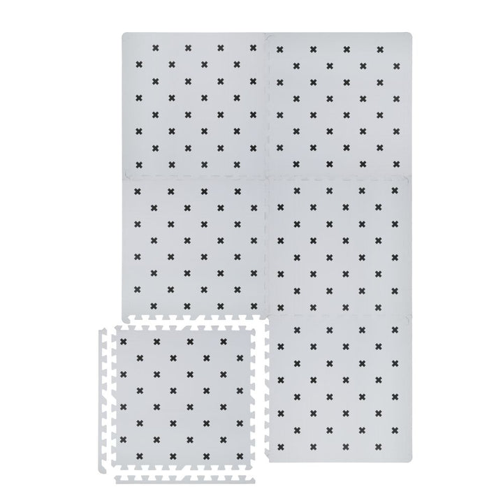 Kind&Me Interlocking Playmat Cross Print Grey
