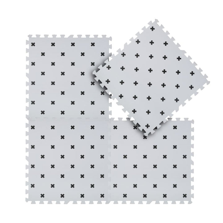 Kind&Me Interlocking Playmat Cross Print Grey