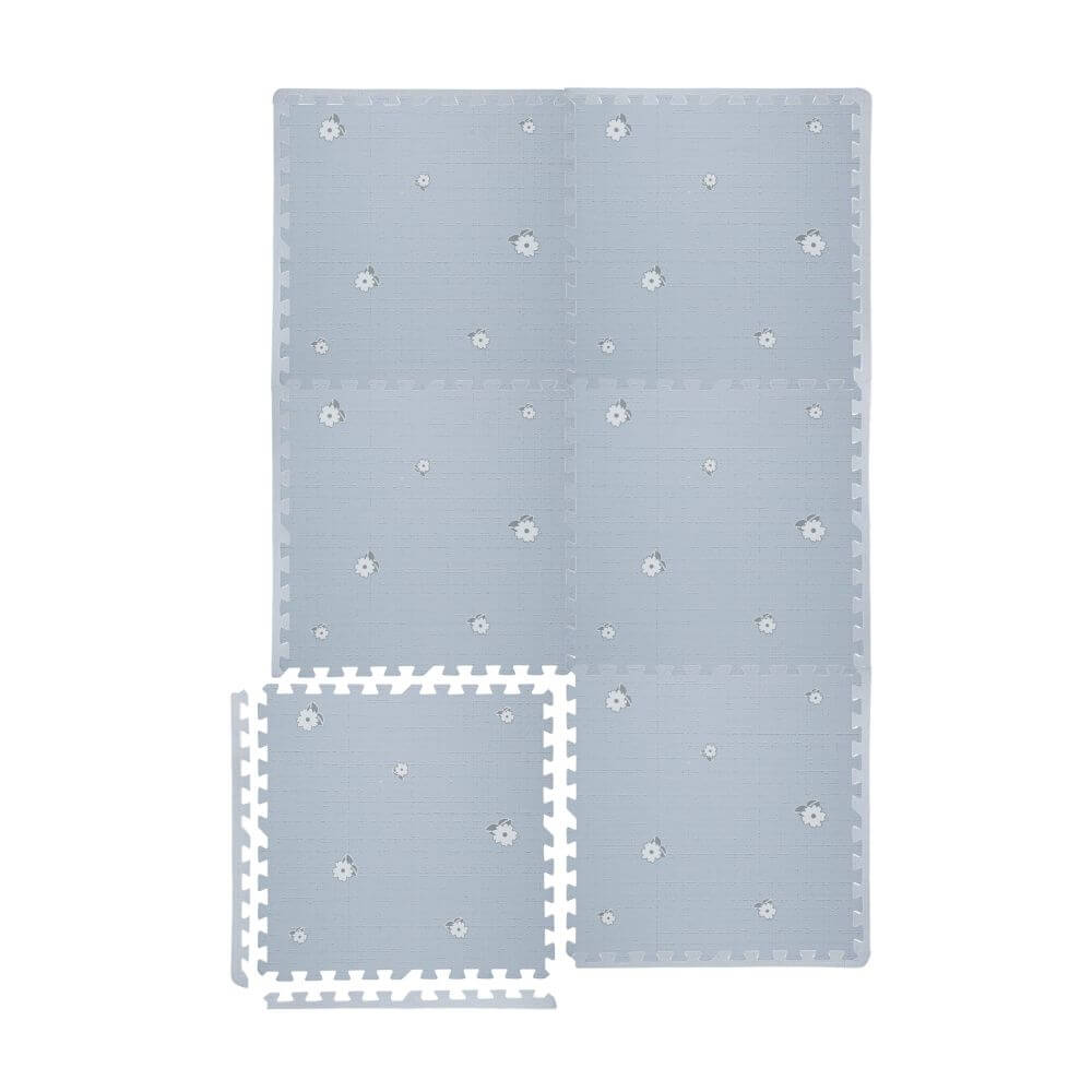 Kind&Me Interlocking Playmat Bloom Print Grey