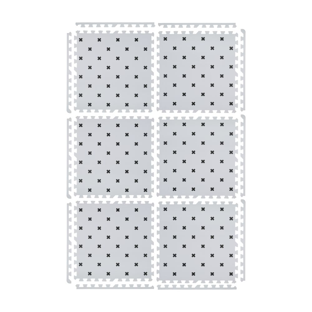 Kind&Me Interlocking Playmat Cross Print Grey
