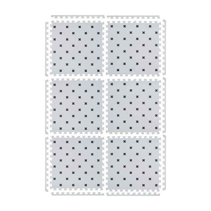 Kind&Me Interlocking Playmat Cross Print Grey