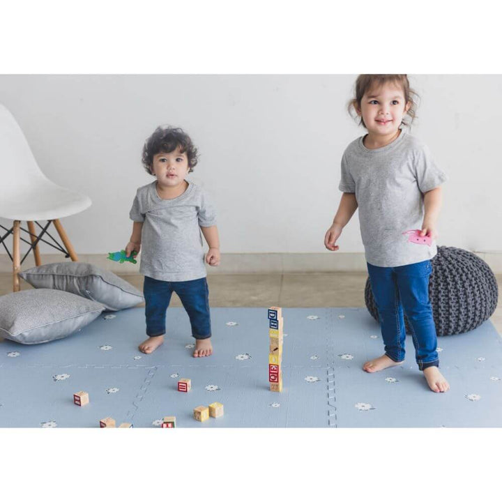 Kind&Me Interlocking Playmat Bloom Print Grey