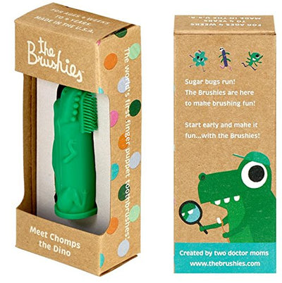 The Brushies, BPA Free Silicone Finger Toothbrush - Chomps the Dino
