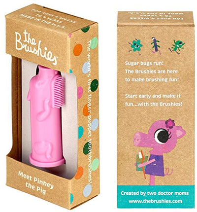The Brushies, BPA Free Silicone Finger Toothbrush - Pinkey the Pig