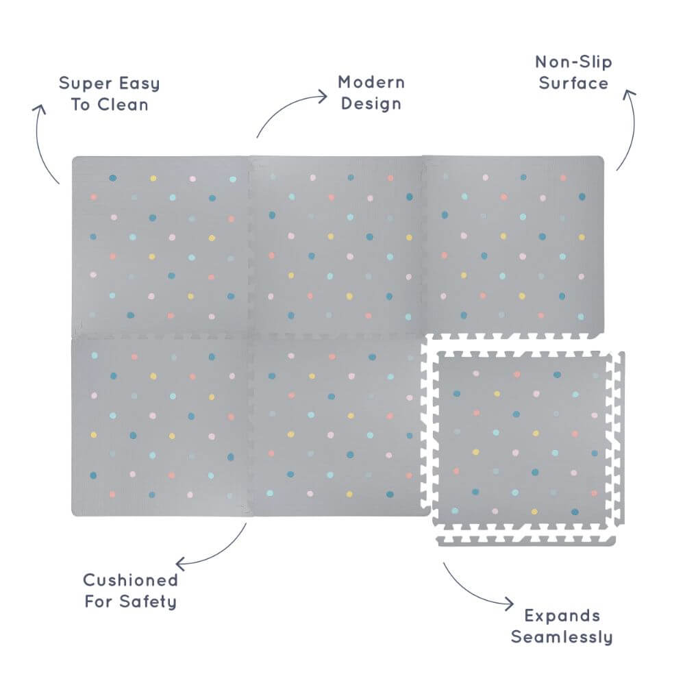 Kind&Me Interlocking Playmat Polka Dot Grey