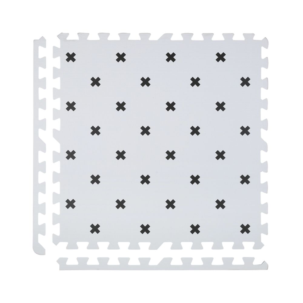 Kind&Me Interlocking Playmat Cross Print Grey