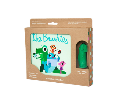 The Brushies Chomps the Dino Finger Toothbrush and English Book