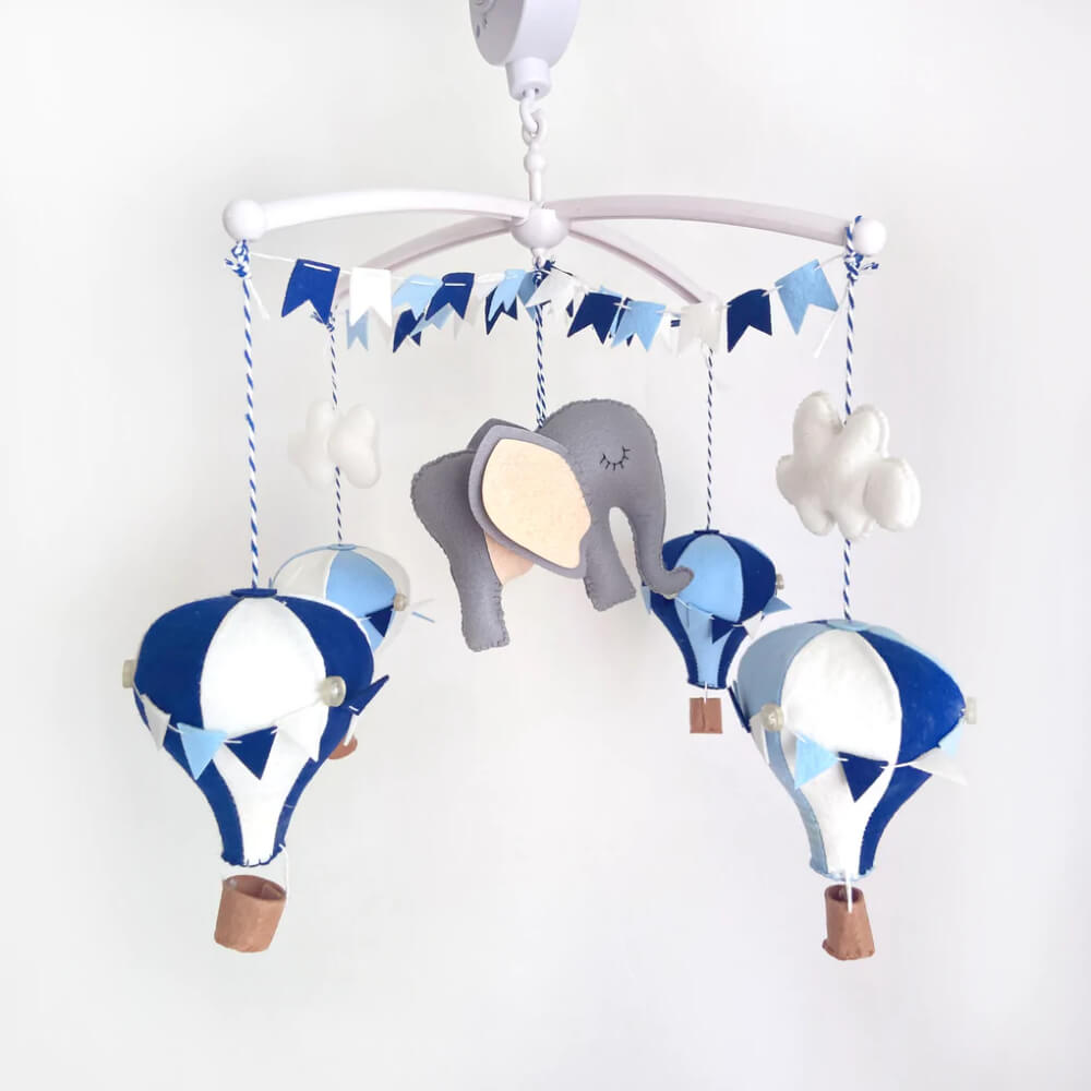 GWD Kids Blue Hot Air Balloon Cot Mobile