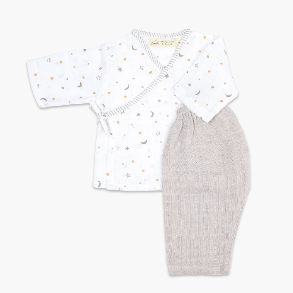 Masilo Organic Muslin Kimono Lounge Set - Starry Night (Metallic)