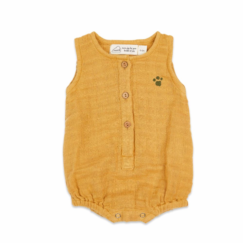 Masilo Organic Muslin Baby Romper Ochre –