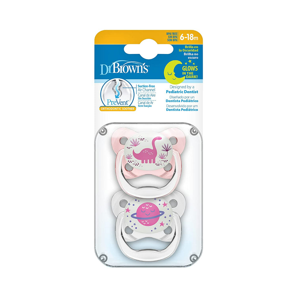 Dr. Brown's Prevent Glow in the Dark Butterfly Shield Soother Stage 2 - Pack of 2