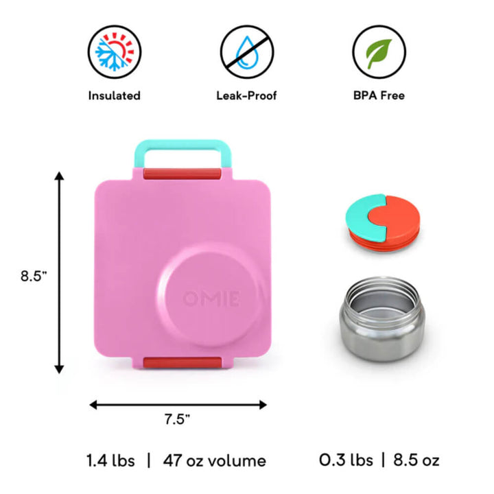 Omie Insulated Bento Lunch Box - Pink Berry