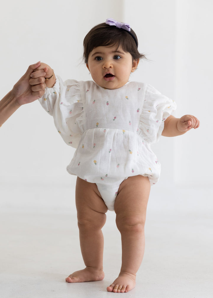 Rattle &amp; Co. Magic Meadowns Puff Sleeve Romper