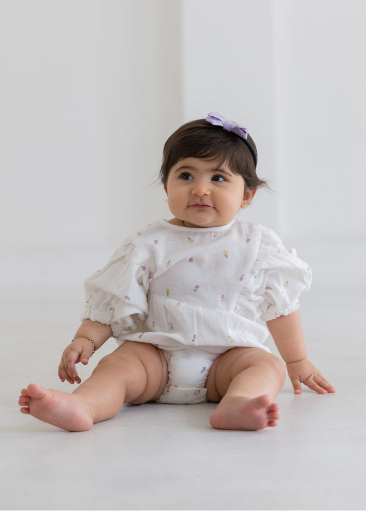 Rattle &amp; Co. Magic Meadowns Puff Sleeve Romper