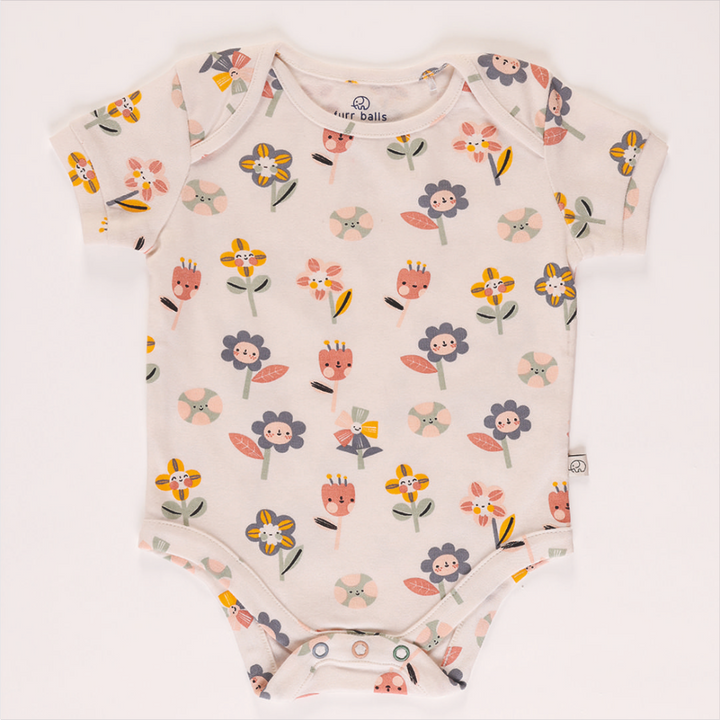 Furr Balls Short Sleeves Bodysuit - Garden Of Dreams