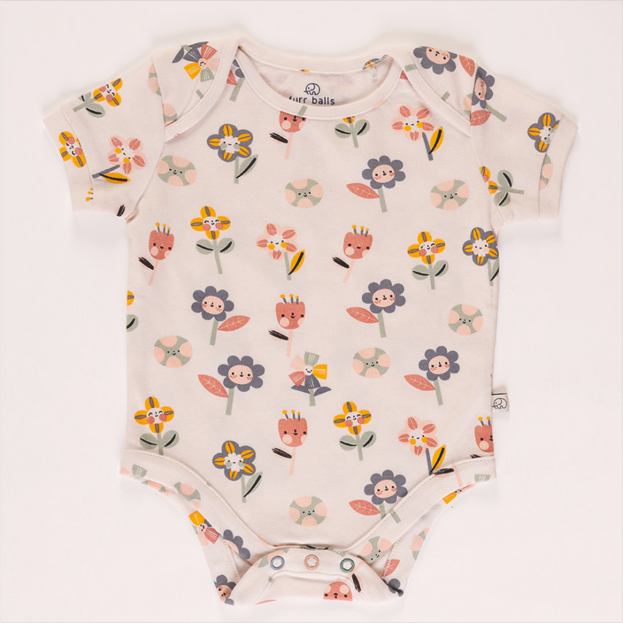 Furr Balls Short Sleeves Bodysuit - Garden Of Dreams