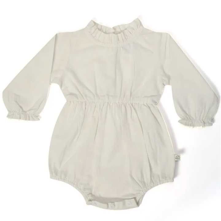 Furr Balls Full Sleeves Frill Romper - White