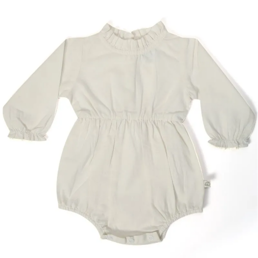 Furr Balls Full Sleeves Frill Romper - White