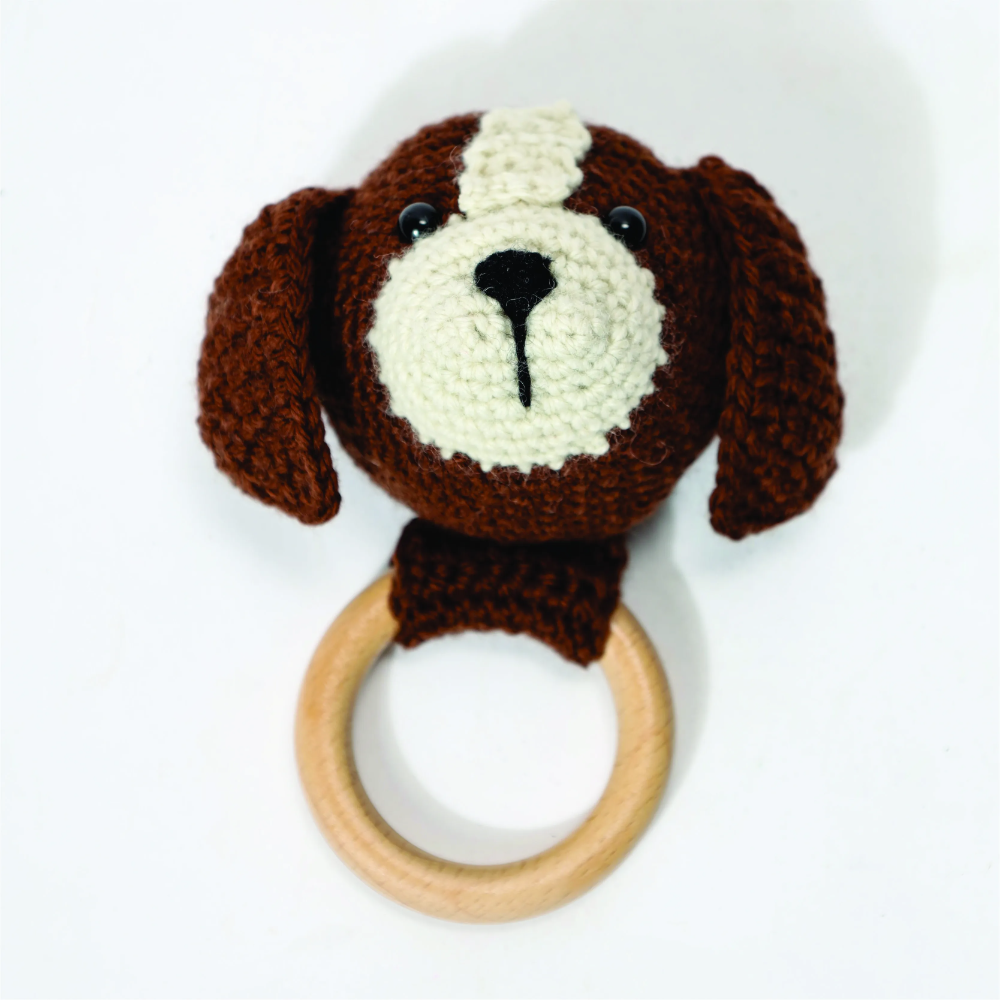 Furr Balls Crochet Rattle With Teething Ring