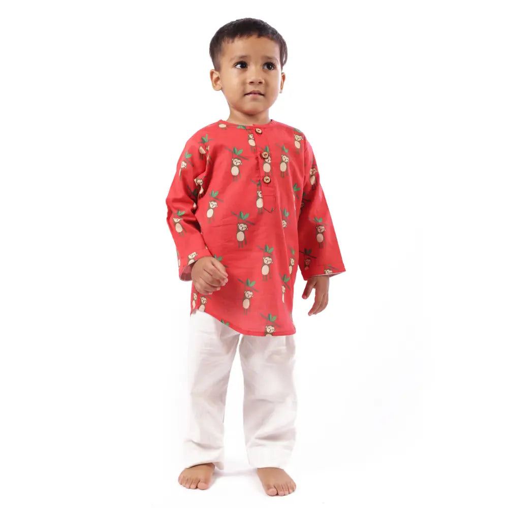 Bhaakur Organic Cotton Unisex Monkey Kurta Set
