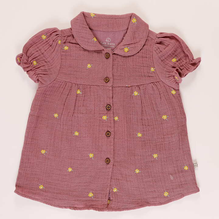 Furr Balls Peter Pan Collared Dress - Mauve Mist