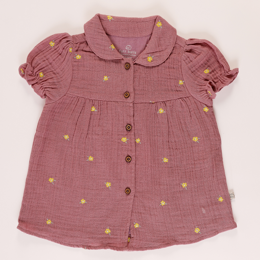 Furr Balls Peter Pan Collared Dress - Mauve Mist