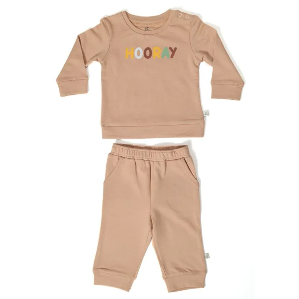 Furr Balls Cotton Hooray Jogger Set - Ruby Tan