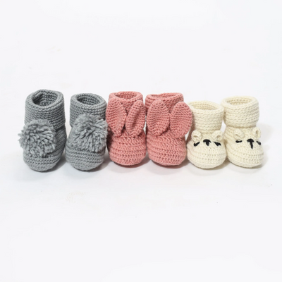 Furr Balls Crochet Booties - Pack of 3